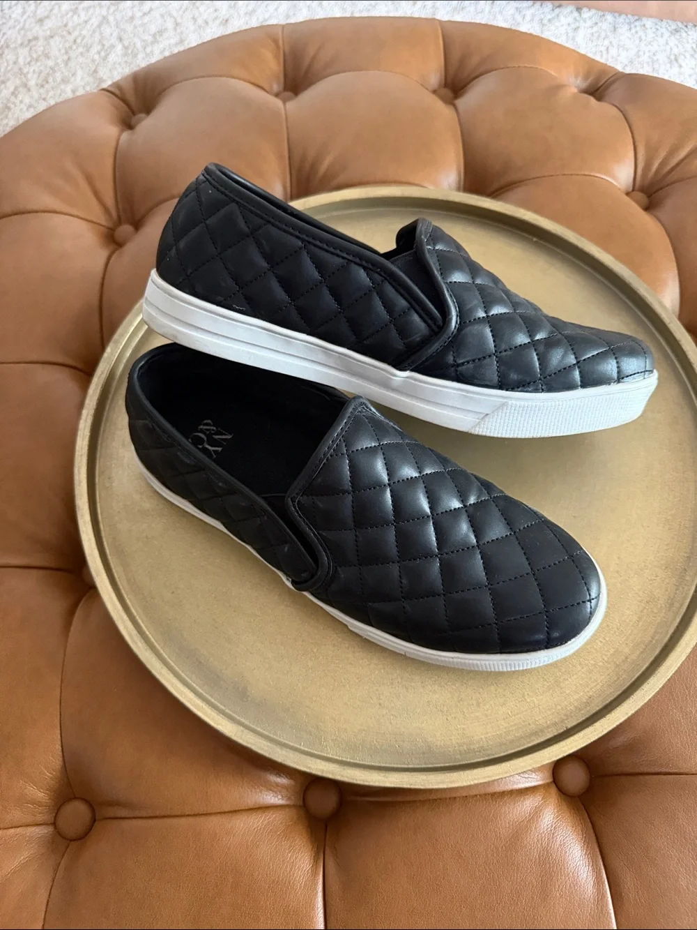New York & Company Black Quilted Slip-On Loafers